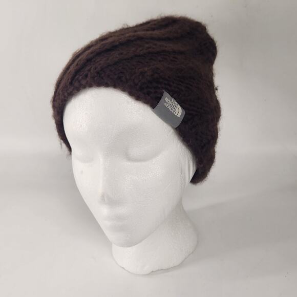 The North Face Wool Blend Chunky Knit Hat Unisex Choco Brown Ski Luxury - Picture 3 of 9
